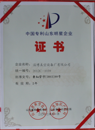 公司被山東省科學(xué)技術(shù)廳，山東省知識產(chǎn)權(quán)局評為中國專利山東明星企業(yè)